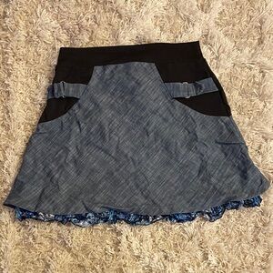 Artsy Ruffle Accent Denim Skirt